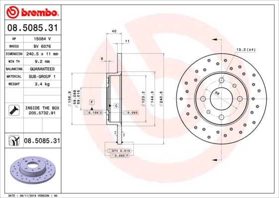 Piduriketas BREMBO 08.5085.31