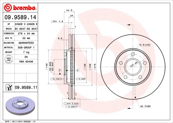 Piduriketas BREMBO 09.9589.11