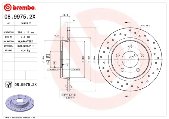 Piduriketas BREMBO 08.9975.2X