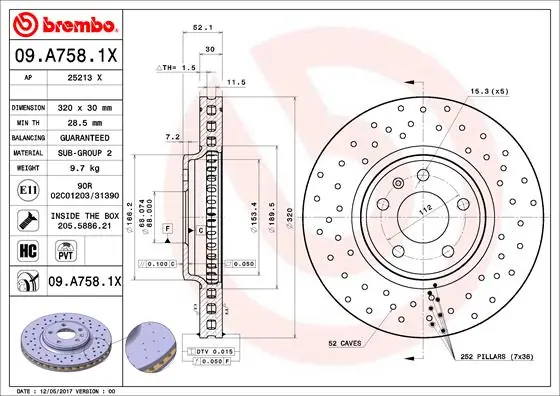 Piduriketas BREMBO 09.A758.1X