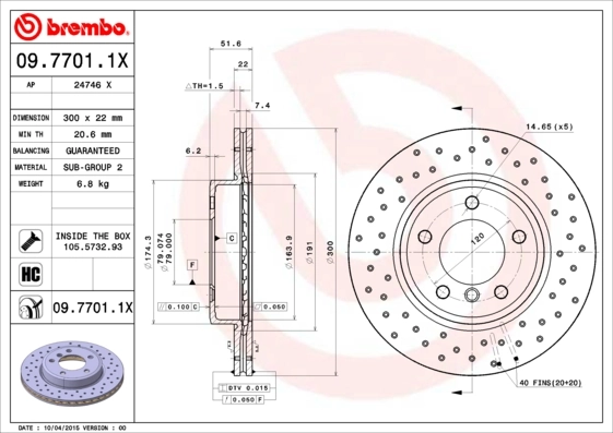 Piduriketas BREMBO 09.7701.1X