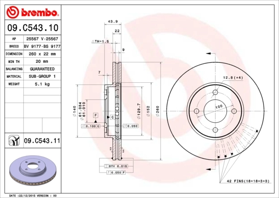 Piduriketas BREMBO 09.C543.11