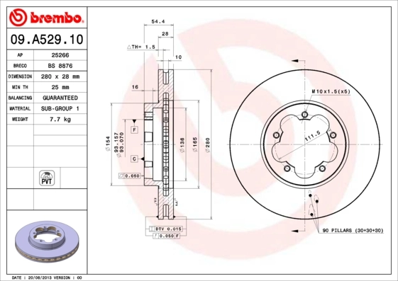 Piduriketas BREMBO 09.A529.10