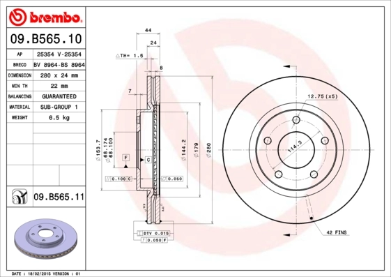 Piduriketas BREMBO 09.B565.11