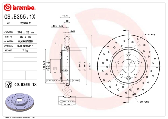 Piduriketas BREMBO 09.B355.1X