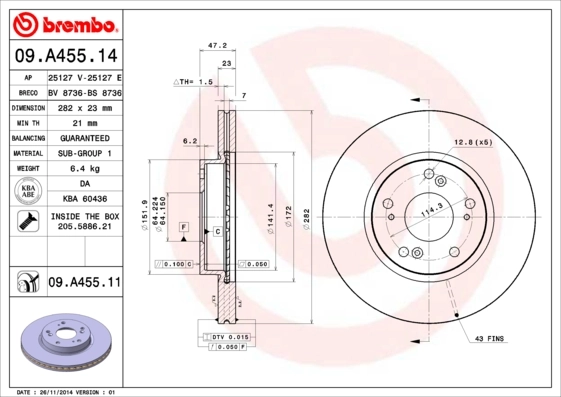 Piduriketas BREMBO 09.A455.11