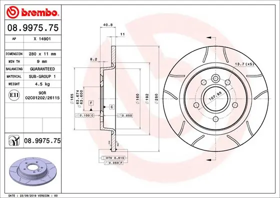 Piduriketas BREMBO 08.9975.75