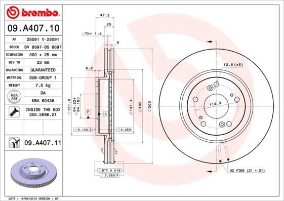 Piduriketas BREMBO 09.A407.10