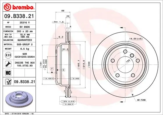 Piduriketas BREMBO 09.B338.21