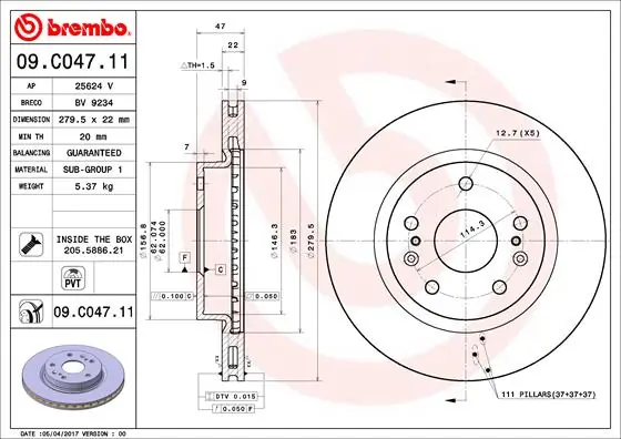 Piduriketas BREMBO 09.C047.11