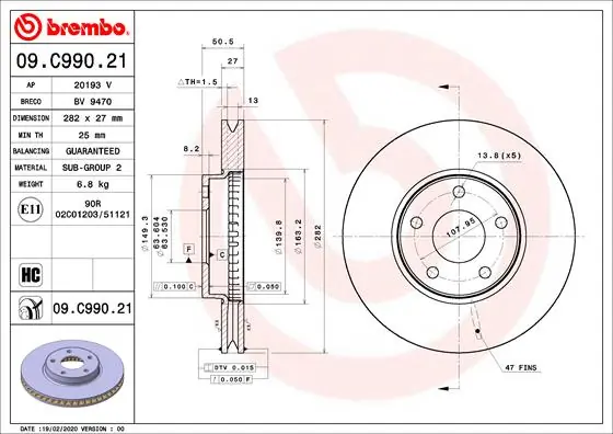 Piduriketas BREMBO 09.C990.21