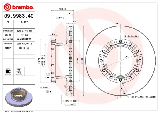 Piduriketas BREMBO 09.9983.40