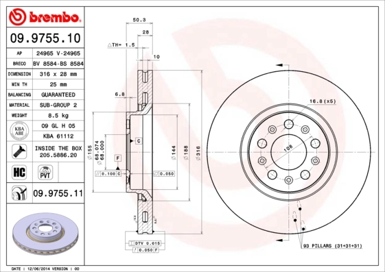 Piduriketas BREMBO 09.9755.10