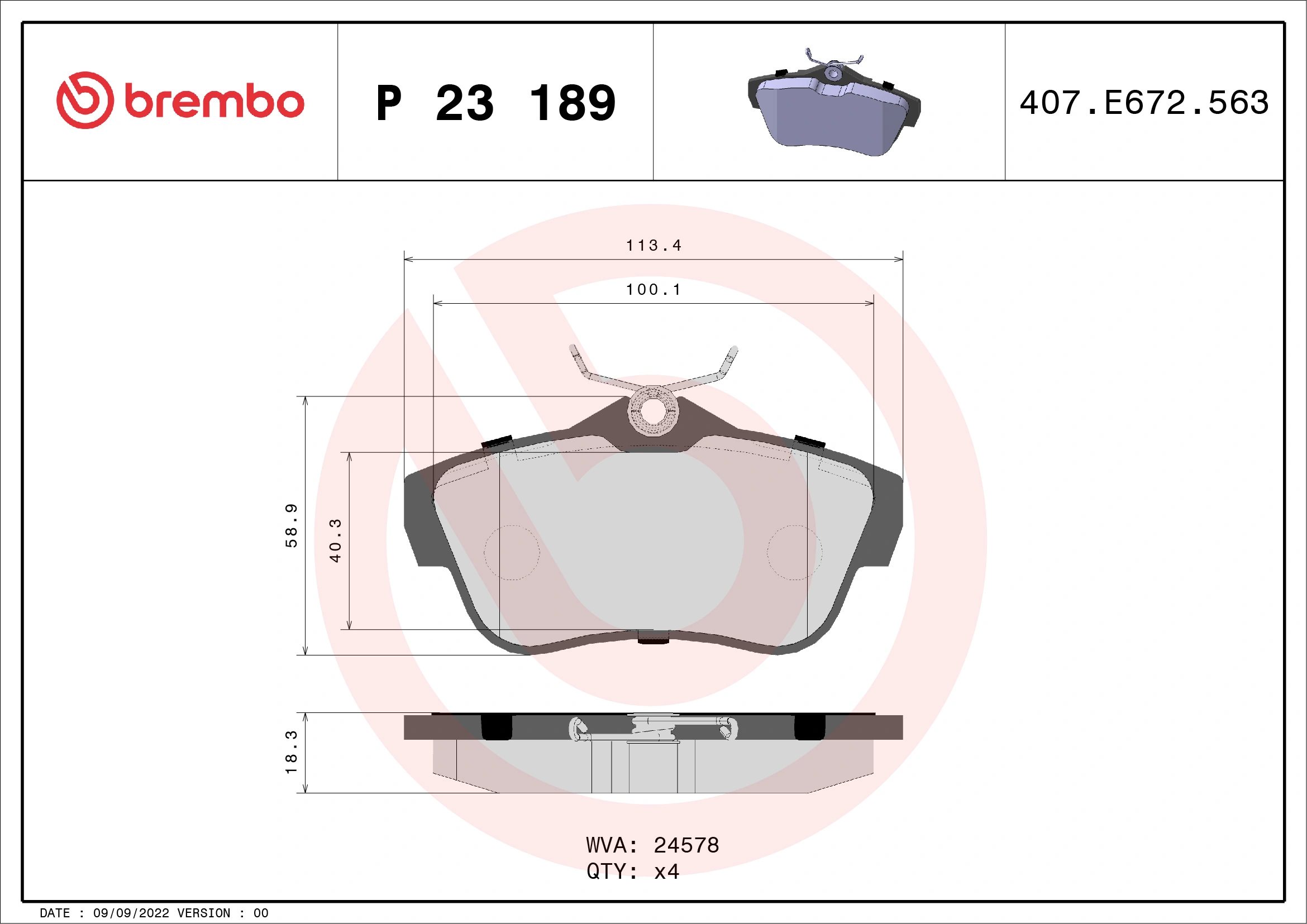 Piduriklotsi komplekt, ketaspidur BREMBO P 23 189