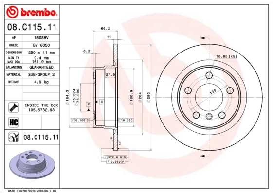 Piduriketas BREMBO 08.C115.11