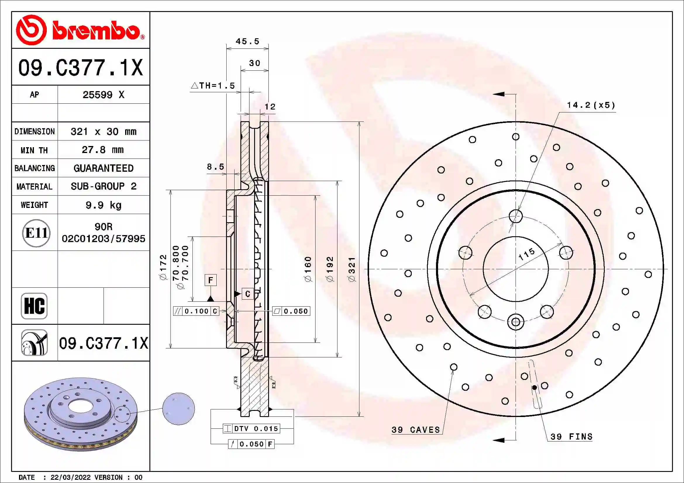 Piduriketas BREMBO 09.C377.1X