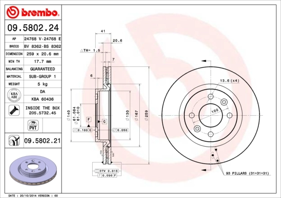 Piduriketas BREMBO 09.5802.21