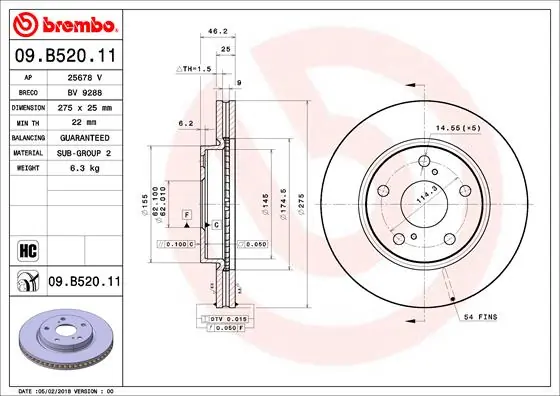 Piduriketas BREMBO 09.B520.11