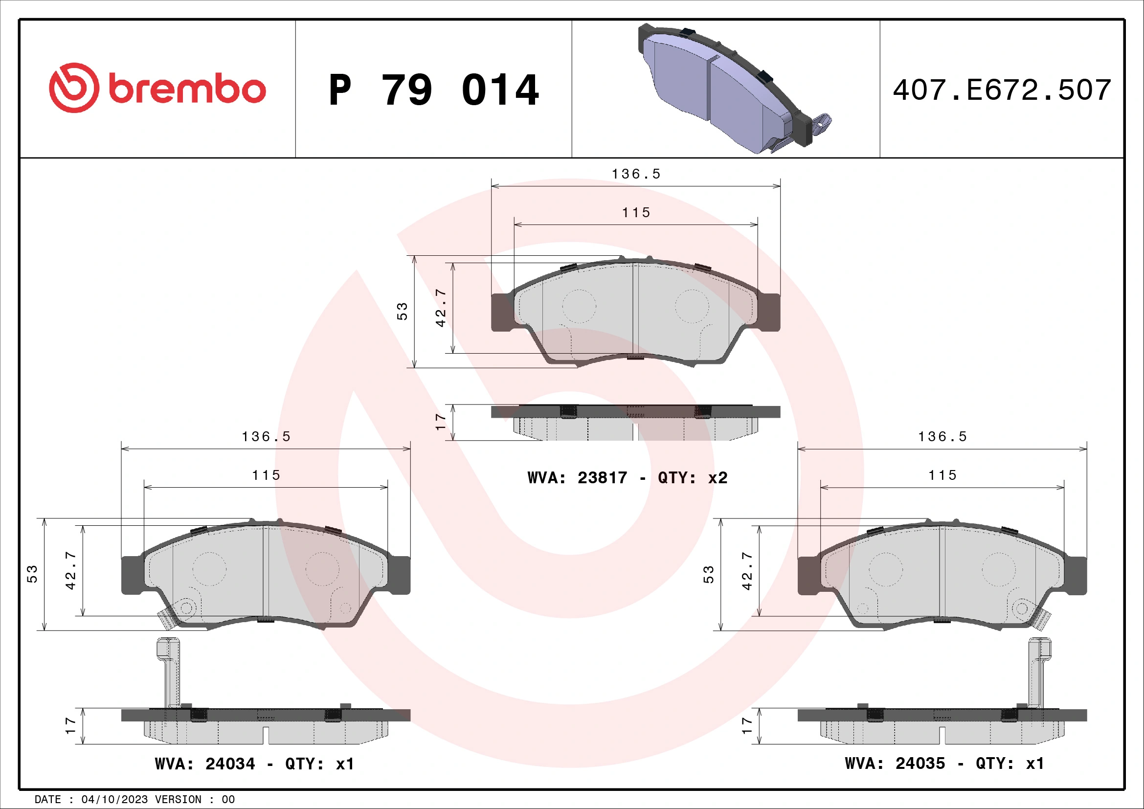 Piduriklotsi komplekt, ketaspidur BREMBO P 79 014