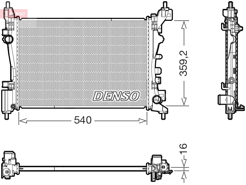 Radiaator, mootorijahutus DENSO DRM20130