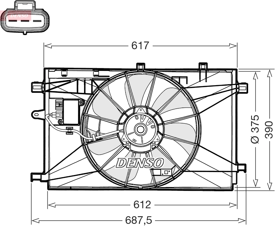 Ventilaator, mootorijahutus DENSO DER50003