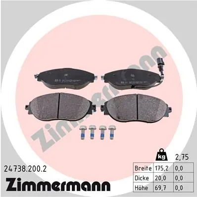 Piduriklotsi komplekt, ketaspidur ZIMMERMANN 24738.200.2