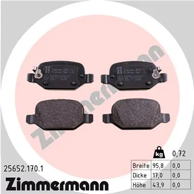 Piduriklotsi komplekt, ketaspidur ZIMMERMANN 25652.170.1