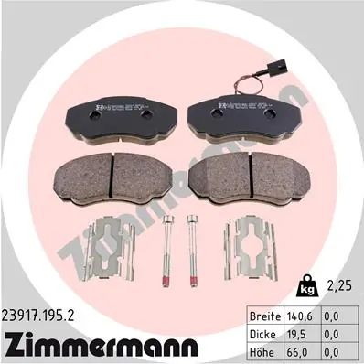 Piduriklotsi komplekt, ketaspidur ZIMMERMANN 23917.195.2
