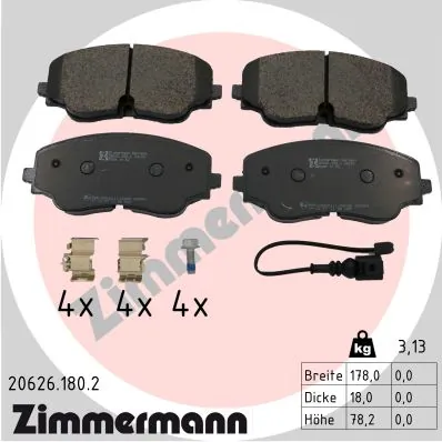 Piduriklotsi komplekt, ketaspidur ZIMMERMANN 20626.180.2