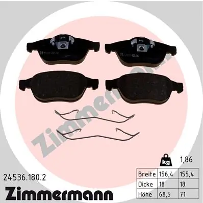 Piduriklotsi komplekt, ketaspidur ZIMMERMANN 24536.180.2