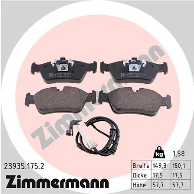 Piduriklotsi komplekt, ketaspidur ZIMMERMANN 23935.175.2