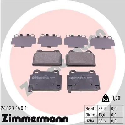 Piduriklotsi komplekt, ketaspidur ZIMMERMANN 24827.140.1
