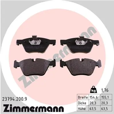 Piduriklotsi komplekt, ketaspidur ZIMMERMANN 23794.200.9