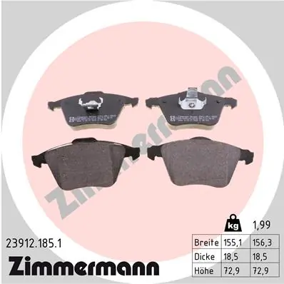 Piduriklotsi komplekt, ketaspidur ZIMMERMANN 23912.185.1