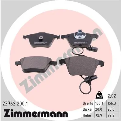 Piduriklotsi komplekt, ketaspidur ZIMMERMANN 23762.200.1