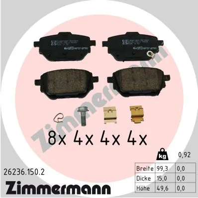 Piduriklotsi komplekt, ketaspidur ZIMMERMANN 26236.150.2