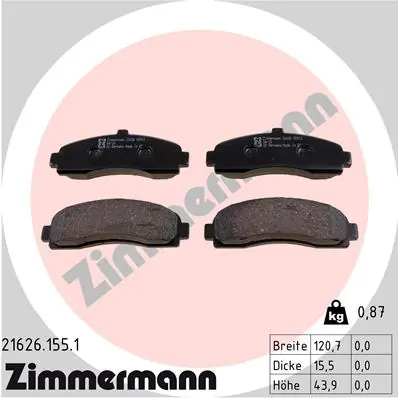 Piduriklotsi komplekt, ketaspidur ZIMMERMANN 21626.155.1