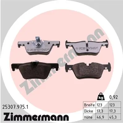Piduriklotsi komplekt, ketaspidur ZIMMERMANN 25307.975.1