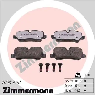 Piduriklotsi komplekt, ketaspidur ZIMMERMANN 24192.975.1