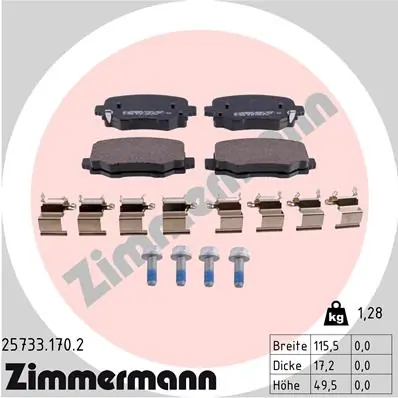 Piduriklotsi komplekt, ketaspidur ZIMMERMANN 25733.170.2
