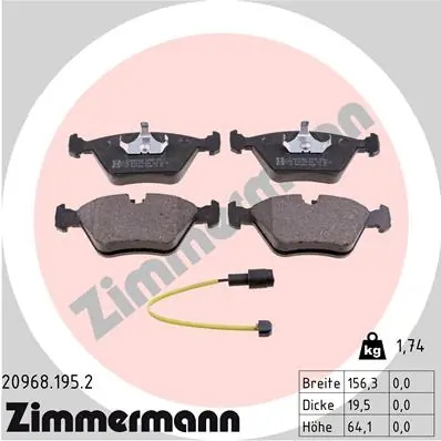 Piduriklotsi komplekt, ketaspidur ZIMMERMANN 20968.195.2