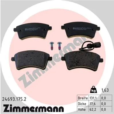 Piduriklotsi komplekt, ketaspidur ZIMMERMANN 24693.175.2