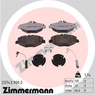 Piduriklotsi komplekt, ketaspidur ZIMMERMANN 23743.900.2