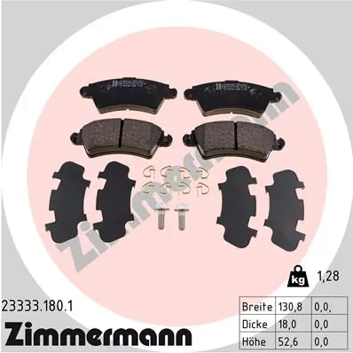 Piduriklotsi komplekt, ketaspidur ZIMMERMANN 23333.180.1