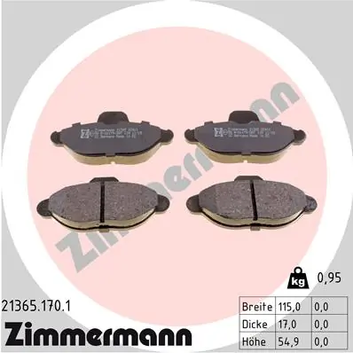 Piduriklotsi komplekt, ketaspidur ZIMMERMANN 21365.170.1