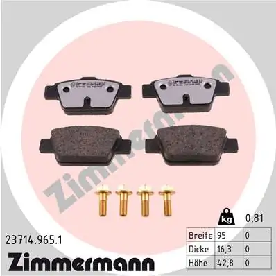 Piduriklotsi komplekt, ketaspidur ZIMMERMANN 23714.965.1