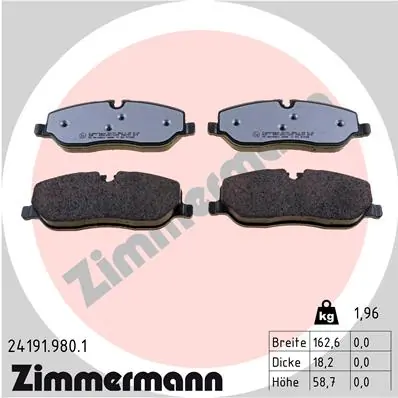Piduriklotsi komplekt, ketaspidur ZIMMERMANN 24191.980.1