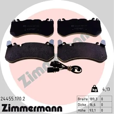 Piduriklotsi komplekt, ketaspidur ZIMMERMANN 24455.170.2
