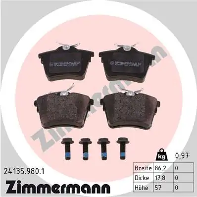 Piduriklotsi komplekt, ketaspidur ZIMMERMANN 24135.980.1
