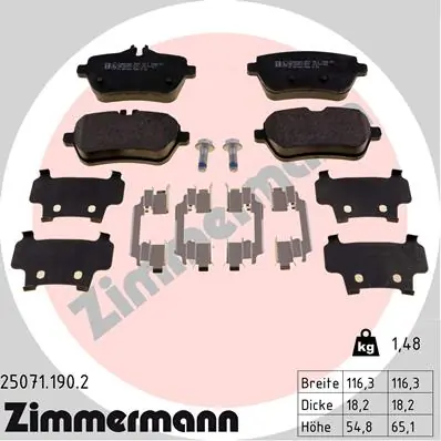 Piduriklotsi komplekt, ketaspidur ZIMMERMANN 25071.190.2